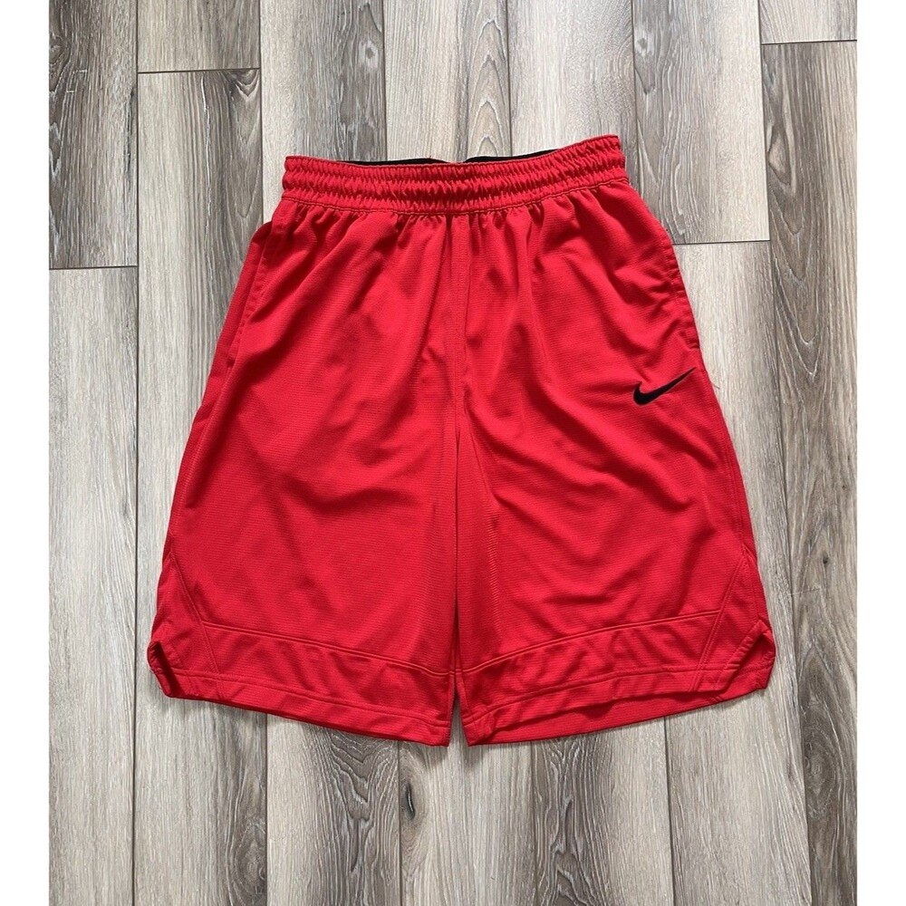 Nike Dri-Fit Shorts Mens Sz Medium Red Logo Drawstring Basketball Performance
